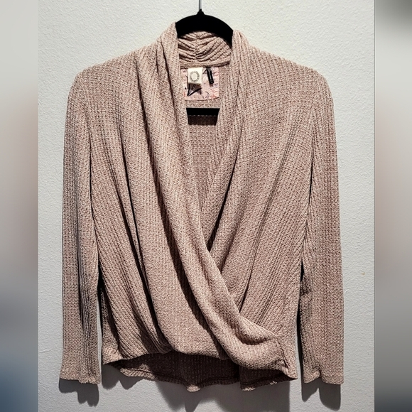 Anthropologie Tops - Anthropologie Akemi & Kin Waffle Knit Long Sleeve Wrap Top Size XS